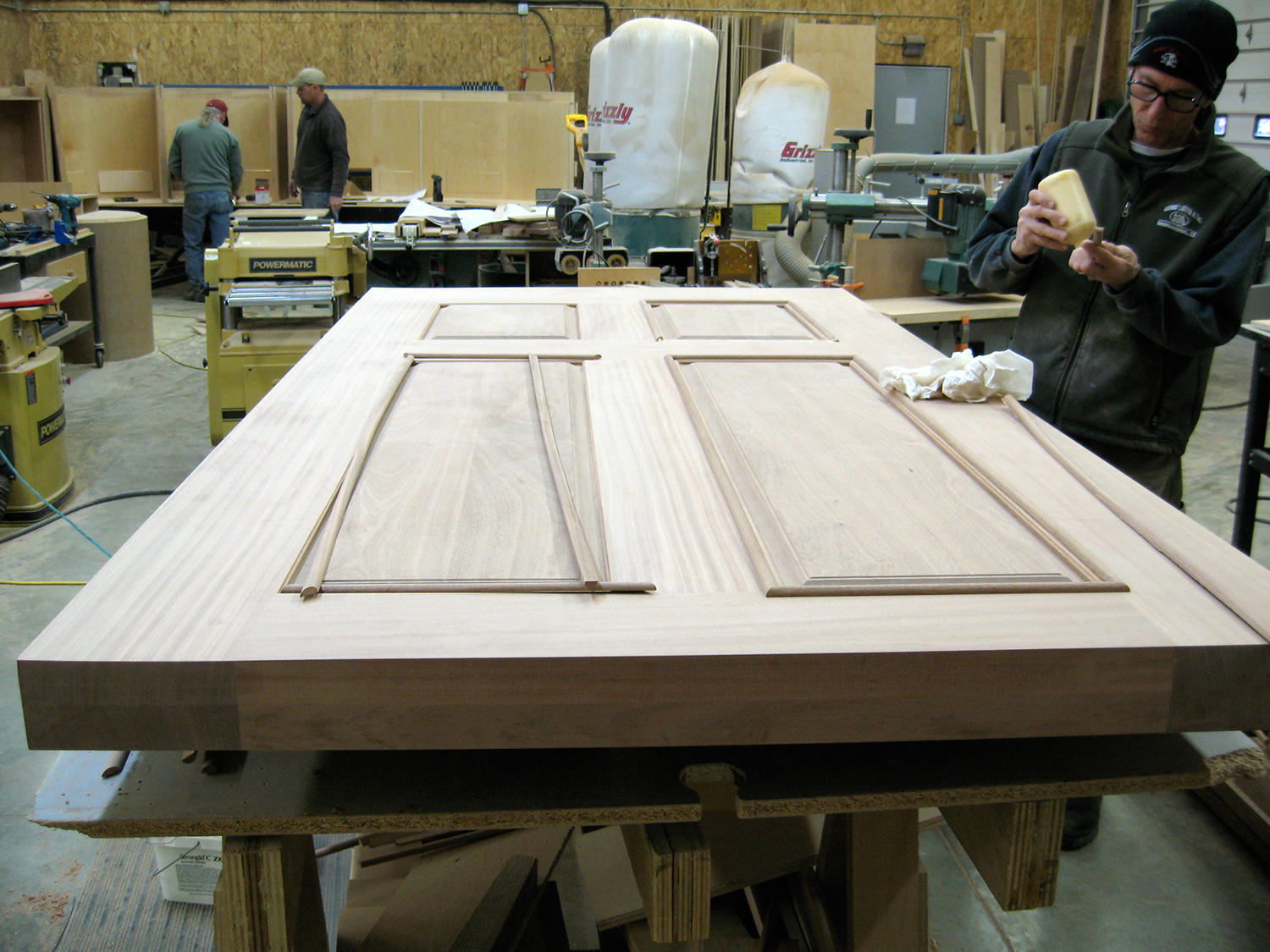 3 1/2” thick custom front door out of mahogany. Gallatin, NY.