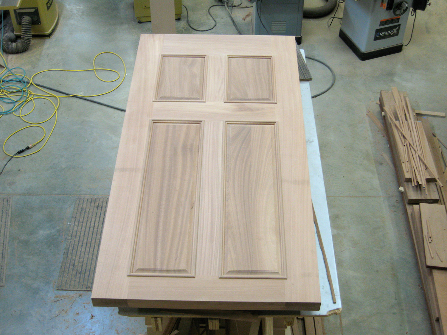 3 1/2” thick custom front door out of mahogany. Gallatin, NY.